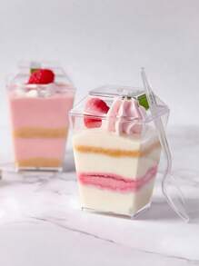 20/30 件，梯形甜点杯，慕斯杯，布丁杯，果冻冰淇淋，甜点冰淇淋杯，适用于节日派对用品，节日派对礼物 - 無色 - 查看 11