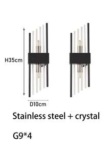 1/2pcs Modern Gold/Black Crystal Indoor Wall Lamp, Stainless Steel Body, G9 Light Source, Suitable For Living Room, Bedroom, Bedside, Home Decoration, LED Outdoor Wall Lamps