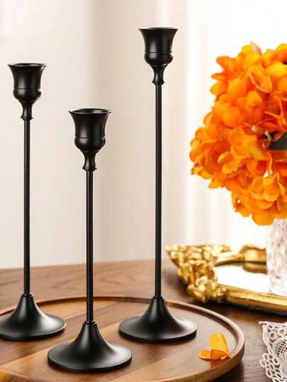 3pcs/Set Iron Taper Candle Holder,Decorative Candle Stand - Candlestick Holder For Wedding, Dinning, Party - Antique Brass,Fireplace Decor Candelabra Table Decor Pillar Candle Holder For Wedding,Home Decor, Holiday Party Decor,Festival Decor Home Gifts Birthday Graduation