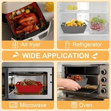 1pc/2pcs Reusable Silicone Air Fryer Liners - Thickened Square Baking Pan, Suitable For Healthy Cooking, Fit 4-7Qt Air Fryers, Oven & Microwave Safe, Non-Stick & Easy To Clean, Great Gift For Christmas, Halloween, Easter, Thanksgiving