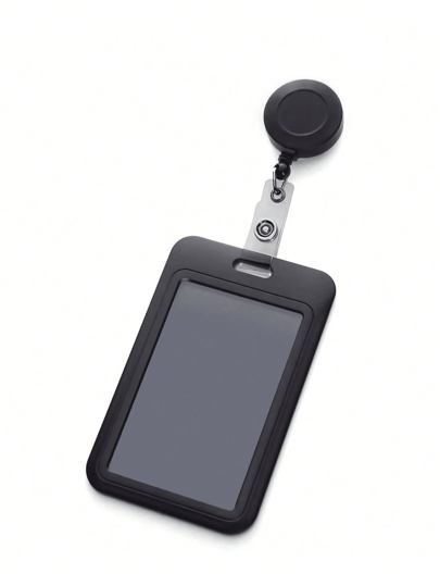 1pc Simple Solid Color Lanyard Id Card Holder With Buckle, For Work Id Card