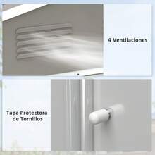 Outsunny Caseta de Jardín Exterior 3,6 m² 236x174x190 cm Cobertizo de Jardín Exterior con 2 Puertas Correderas Techo Inclinado y 4 Ventanas para Patio Terraza Gris Claro - Gris Claro - Ver 6
