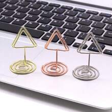 10pcs Triangle Place Card Holders, Mini Table Number Holders, Table Desk Place Name Card Holders,Photo Clips For Wedding Party Decor - Multicolor - View 12