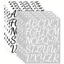 180/216 张乙烯基字母贴纸，2 英寸自粘防水字母贴花，适用于教室装饰、海报、礼品、公告板 - 黑白草书字体、字母贴纸 - 彩色 - 查看 1