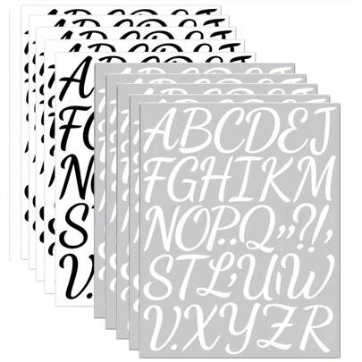 180/216pcs Vinyl Alphabet Stickers, 2-Inch Self-Adhesive Waterproof Letter Decals For Classroom Decor, Posters, Gifts, Bulletin Boards - Black & White Cursive Font, Letter Stickers