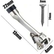 2 Pcs Door Stopper, Prevent Door From Slamming, Door Stop With Soft Rubber Bumper And Screws - Zinc Alloy - 13cm - 銀色 - 查看 3