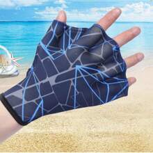 氯丁橡胶压花脚蹼 - 男士和女士夏季游泳装备 - 鸭掌鱼划水掌 - 训练脚蹼 - 游泳手套 - 游泳水上游泳 - 网眼手套水上训练 - 手网翻泳装备 - 水上训练手套游泳服装 - 潜水手部设备