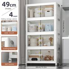 CENLEN 可折叠储物箱 5 层，大型双开储物箱，带盖和轮子的大型储物箱，可存放衣服、零食、玩具和书籍，家庭办公室户外折叠容器储物箱返校旅行必需品房间装饰、家居装饰、卧室装饰储物整理和储物小狗存放连衣裙短裤手机壳比基尼女士夏装裙子夏装连衣裙指甲牛仔裤上衣白色连衣裙女士连衣裙 - 4層 - 查看 1