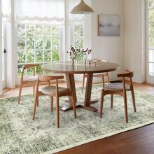 Bedding Rugs For Living Room, 160x230cm 200x300cm Large Area Rugs For Bedroom, Vintage Green Boho Machine Washable Rug, Non Slip Kitchen Rug Faux Wool Rugs Soft Short Pile Carpet For Dining Room, Office - Vintage Green - View 5