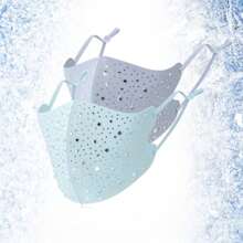 1pc Fashionable Rhinestone Decorated Chiffon Face Mask, Breathable, UV Protection, - Multicolor - View 12