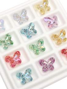 30 件 14x18 毫米鲜艳亚克力蝴蝶珠，多色透明，珠子内有亮片，适用于 DIY 珠宝制作、耳环、手链、项链、钥匙扣和工艺品 - 母亲节和友谊礼物
