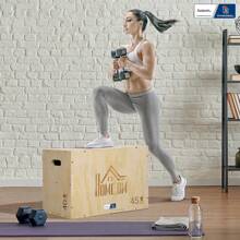HOMCOM Box jump pliométrie 3 en 1 - Collaboration Aosom.fr x FFHandball - appareil boîte à saut musculation fitness & crossfit plyobox pour box training 40/45/60 cm en bois