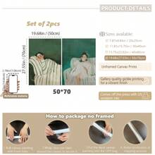 Set Of 2 Abstract People Wall Art Prints, Canvas Hangings, Posters, Wall Art, Contains Emerald Green Striped Woman Canvas Poster, Minimalist Large Art Wall Decor, Coffee Lovers Prints, Spring Decor For Living Room, Bedroom, Cafe, Bar, Office, Hallway And Home Room Decor Artwork Gifts Birthday Graduation