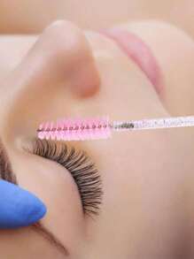 100 piezas Cepillos de pestañas, varitas de rímel con recipiente, espátulas desechables flexibles para cejas, cepillo de pestañas para extensiones de pestañas, espátula para cejas, cepillos de aceite de ricino (rosa cristal)