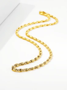 ZG YING ZHOU ZGYZ 1pc Fashionable Stainless Steel Miami 18K Gold Plated Round Curb Chain, Cuban Link, Snake Bone Chain, Figaro Chain Combination Necklace, Unisex Daily Wear Jewelry