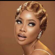 Curly Wave Finger Wave Wig Virgin Peruvian Remy Human Hair Short Pixie Cut Wigs For Women Curly Glueless Wig Full Machine Made Really Cute Finger Waves Hairstyles Short Ocean Wave Pixie Cut Wig