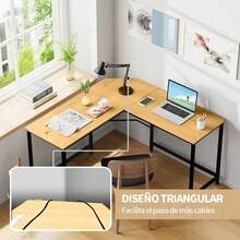 Escritorio Gamer en L para Computadora PC Industrial Minimalista Mesa Mueble Escritorio Esquinero para Home Oficina Diseño Moderno Perfecto para Trabajo y Estudio 120 * 48 * 70CM(Negro) - Negro - Ver 5