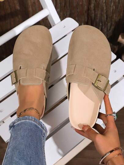 英国风格女式春秋厚底一脚蹬穆勒鞋，厚底，时尚单趾休闲乐福鞋