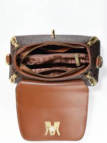 3pcs/Set Vintage PU Crossbody Bag, Retro Twist Lock Shoulder Bag, Women Fashion Handbag And Wallet - Brown - View 5