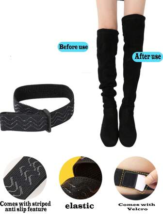 Suricat 2pcs Boot Straps Fastener Hook And Loop Bands, Tall Boot Anti-Slip Elastic Strap Holder