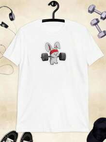 de hombre, cuello redondo, dibujo conejo, gym, outfit gym 220g - Blanco - Ver 1