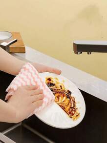 10pcs Pattern Random Color Cleaning Rag, Multifunction Cleaning Cloth For Kitchen, Home Cleaning, Kitchen Cleaning, Party Cleaning - Multicolor - View 2