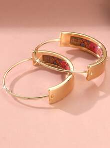 Un par de pendientes de aro vintage con estampado colorido, joyas de boda y vacaciones, regalo del Día de la Madre