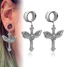 Threaded Surgical Steel Double Flared Tunnel Piercing Jewelry Stretcher Stainless Steels Ear Plug Earring Lobe Tunnel - Silver - View 7