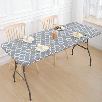 1 pieza Mantel rectangular marroquí con respaldo de vinilo y base de franela, apto para uso en exteriores, fiestas, patios, camping