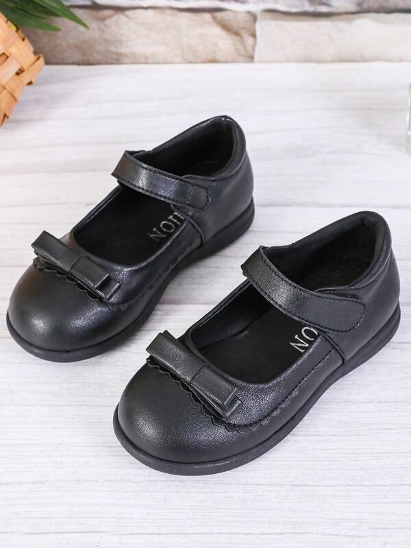 1 par de zapatos planos de estilo británico minimalista con moño de mariposa y onda, adecuados para primavera/verano, para niñas