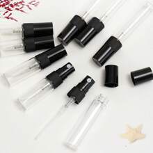 5/56 Stücke nachfüllbare transparente Glasparfümflaschen, mit feinem Zerstäuber in Schwarz, 0.07oz/0.1oz/0.17oz/0.34oz, Kunststoff Zerstäuber, Mini Reise-Utensilien, feuchtigkeitsspendend