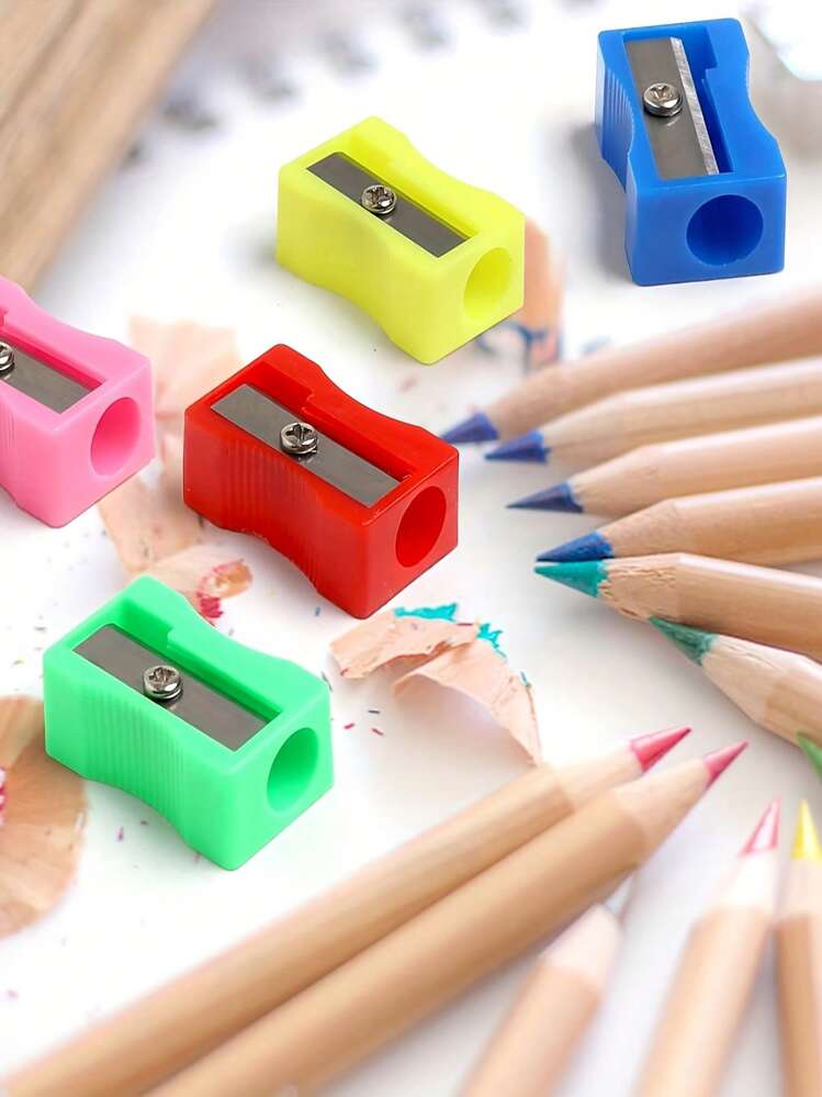 60pcs/120pcs Loose Pencil Sharpener, Colorful Pocket Mini Handheld Pencil Sharpener Back To School - Multicolor - View 4