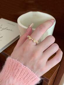 1PC Small Fresh Double Ring Women's Simple Personality Flower Ring Women's Open Ring Jewelry Elegant Halloween