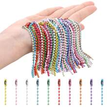 20/50 Pcs Ball Bead Chain Metal Keychain 2.4mm Beads Chains, Bulk Dog Tag Necklace Chains With Connectors For DIY Necklace Jewelry Making Hanging Ornament Craft (Vibrant Color)