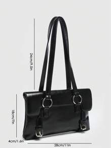 1pc Women's Street Y2K Style Vintage Multi-Strap Metal Decor Casual Shoulder Crossbody Bag, Large Capacity Underarm Bag For Going Out, Dating, Party