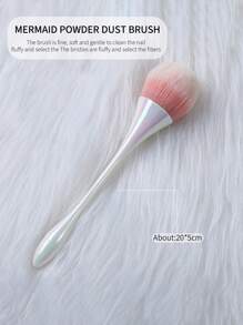 SHANGFEIYA 1pc Japanese Shape Nail Powder Brush With Iridescent Color Handle, Soft Bristle Makeup Blush Powder Brush