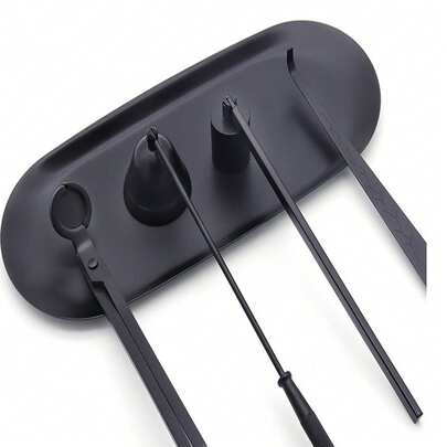 4 件套烛芯剪工具套装：烛芯剪、烛芯修剪器、烛芯剪盖、烛芯剪挂钩和不锈钢托盘礼物生日毕业典礼、婚礼