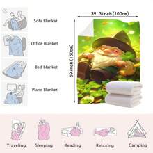 个性化姓名定制礼物，超大柔软法兰绒羊毛毯，圣帕特里克节绿色庆典，适合送给爱人、家人、朋友。柔软、无沙、防风、快干，适合床上、露营、运动、瑜伽、旅行 - 彩色 - 查看 6