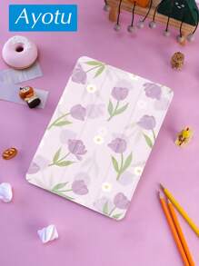 Ayotu 1 pieza Funda con diseño de flor, con soporte para bolígrafo, con función de suspensión/activación automática, con función antideslizante, para iPad