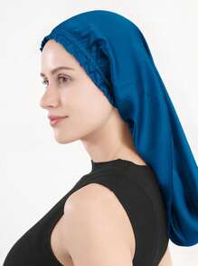 1 件装女士简约透气 100% 桑蚕丝夜间睡眠帽，长管发帽