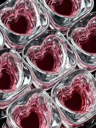 1pc/6pcs Heart-Shaped Glass Liquor Shot Glasses, Small Square Vodka Glasses