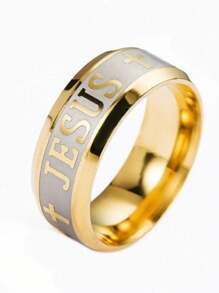 1pc Stainless Steel Jesus Retro Design Ring, Simple G23 Titanium Steel Couple Rings, No Fading - Multicolor - View 8