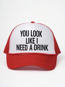1pc Women's Printed "YOU LOOK LIKE I NEED A DRINK" Mesh Baseball Cap With Adjustable Strap, Outdoor Sun Protection Casual Hat For Spring/Autumn Travel, Beach Vacation, Tennis Cap - Baseball Cap - View 12