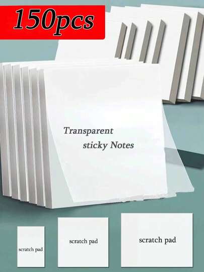 150pcs Transparent Waterproof Sticky Notepads For Notebooks, School Stationery And Office Supplies Back To School, Waterproof, Self-Adhesive, Translucent Notepads With Dispenser, Great For School And Office Use, File Organizer | Functional Stationery 100/50pcs