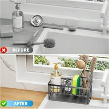Kitchen Sink Caddy Organzier With High Brush Holder, Sponge Holder For Sink, 304 Rustproof Stainless, Kitchen Countertop Soap Dispenser Organizer, Kitchen Decor And Accessories - Hồng - Xem 7