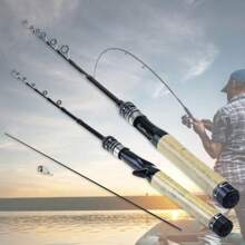 1,68m 1,8m 1,98m Vara de Pesca Telescópica de Fibra de Carbono com Alimentação UL, Vara de Pesca Giratória, Peso do Anzol 1-5g, Vara para Iniciantes Capturarem Peixes Pequenos