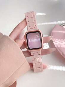 Huastonband 女款時尚相容錶帶與手錶保護殼 2 合 1 女孩粉色錶帶 40 41 44 45 46mm，PC 硬質材料鑲嵌玫瑰金邊框附螢幕保護膜，防刮防塵手錶保護殼套，適用 Series SE/10/9/8/7/6/5/4，PC 樹脂手錶錶帶保護殼，輕量時尚可調節玫瑰金不鏽鋼扣手鍊，女款全球熱銷新款腕帶 - 粉色 - 查看 4
