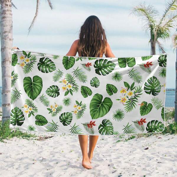 1 pezzo Asciugamano da spiaggia oversize, con motivo a foglie, accessorio versatile per viaggi/vacanze, asciugamano per piscina, essenziale per spiaggia per adulti donne/uomini, regalo per le vacanze, decorazione autunnale, decorazione bagno per vacanze, accessori da spiaggia, ritorno a scuola