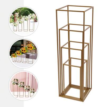 4 pezzi Supporto per fiori in metallo per centrotavola da matrimonio, supporto per fiori da matrimonio in oro alto 15,74 pollici/23,62 pollici/31,49 pollici/39,37 pollici per composizioni floreali, supporto per vaso di fiori geometrico per feste, eventi, decorazioni per la casa