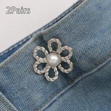 1/2/4 pares de hebillas de cintura con diseño floral, ajustadores de cintura para faldas y pantalones vaqueros - Hebillas desmontables para ajustar el tamaño de la cintura de pantalones y faldas sin necesidad de coser, herramienta perfecta para ajustar la cintura